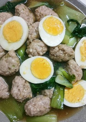 鶏だんごとゆで卵とチンゲン菜のあんかけ-レシピのメイン写真