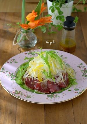 デリ風♪鰹と新玉ねぎのアンチョビ醤油ドレ-レシピのメイン写真