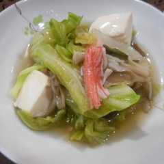 A picture of キャベツときのこのあんかけ煮.
