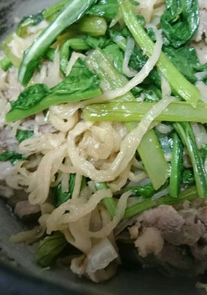 かぶの葉と豚こま切り干し煮物のお惣菜-レシピのメイン写真