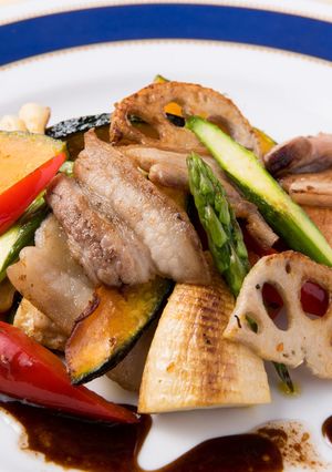 豚バラと焼き野菜のバルサミコソース-レシピのメイン写真