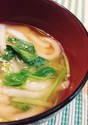 余り食材★節約【うどんと三葉の味噌汁】♪-レシピのメイン写真