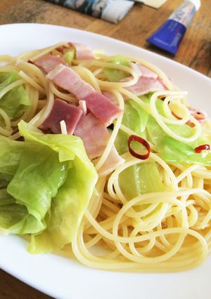 春キャベツ入りペペロンチーノ-レシピのメイン写真
