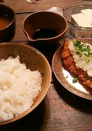祭太鼓再現レシピ1梅ぽんずカツ丼定食。-レシピのメイン写真