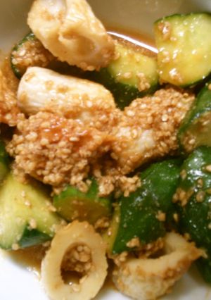 簡単!副菜に!ちくわとキュウリのごま和え-レシピのメイン写真