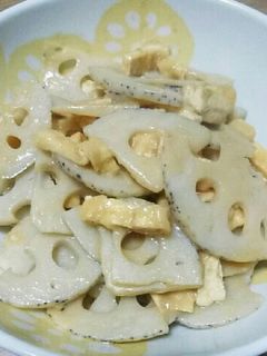 レンコンと油揚げの味噌炒め-レシピのメイン写真