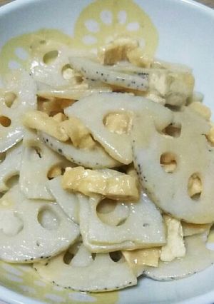 レンコンと油揚げの味噌炒め-レシピのメイン写真