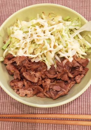 ランチに♪ 豚ぽんキャベツのせ丼-レシピのメイン写真