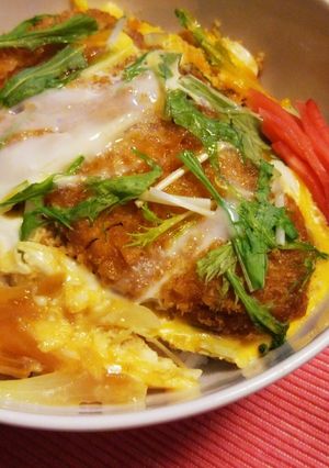 ⭐簡単水菜入りかき醤油でふんわりカツ丼⭐-レシピのメイン写真