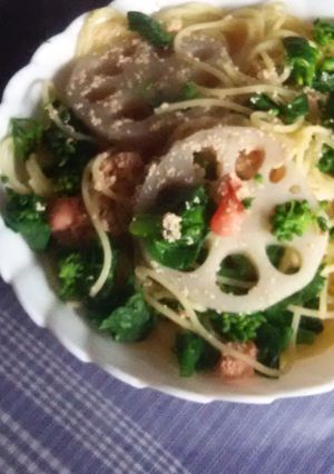 菜花入り 蓮根とからし明太子のパスタ-レシピのメイン写真