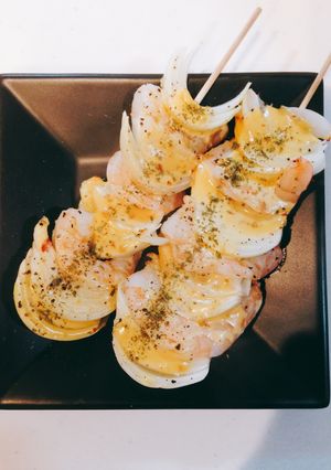 ☆ソースまで旨い！エビと玉ねぎの串焼き☆-レシピのメイン写真