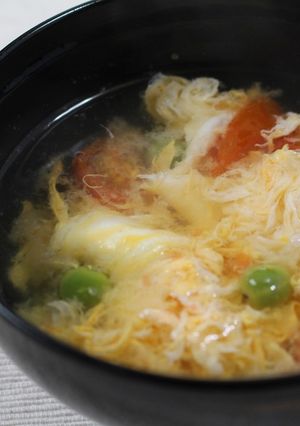 うすいエンドウとトマトのかきたま汁-レシピのメイン写真