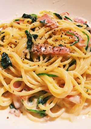 ベーコンとほうれん草のクリームパスタ-レシピのメイン写真