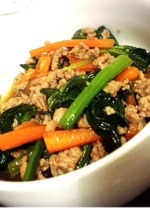 簡単！！！ほうれん草と挽き肉の炒め煮！-レシピのメイン写真