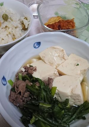 簡単★春菊入り肉豆腐-レシピのメイン写真