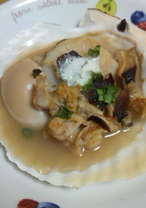 焼きたて最高♪ホタテと椎茸の貝殻焼き♪-レシピのメイン写真