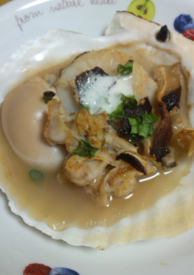 焼きたて最高♪ホタテと椎茸の貝殻焼き♪-レシピのメイン写真