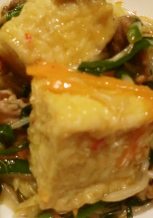 簡単素材野菜炒めと揚げだし豆腐のコラボ-レシピのメイン写真