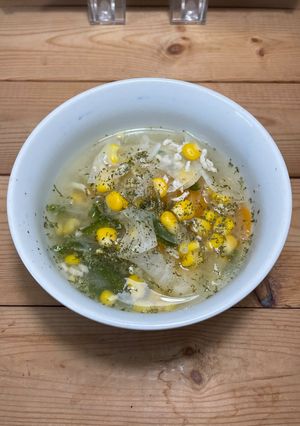 簡単！コーンとスライス野菜の白だしスープ-レシピのメイン写真