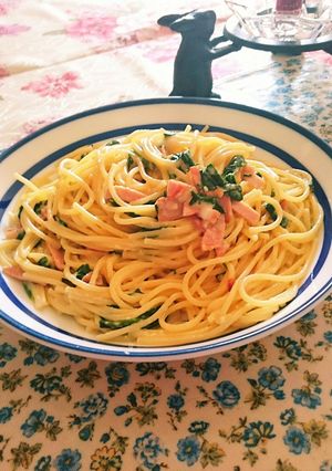 ハムとほうれん草のカルボナーラ-レシピのメイン写真