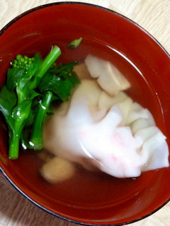 和風水餃子 菜の花添え ~お吸い物風♪〜-レシピのメイン写真