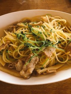 豆苗と豚バラの柚子胡椒パスタ-レシピのメイン写真