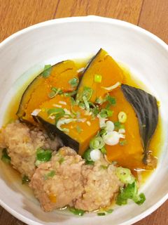 鶏団子とカボチャの煮物-レシピのメイン写真