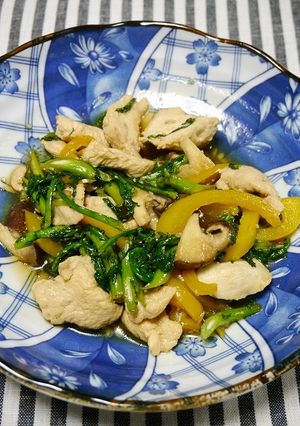 簡単！むね肉と春菊の胡麻醬油和え-レシピのメイン写真