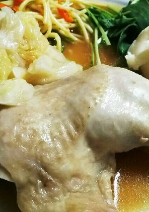 圧力鍋で簡単!キャベツが美味しい蒸し鶏-レシピのメイン写真