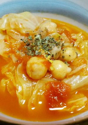 ひよこ豆と春キャベツのトマトスープ-レシピのメイン写真