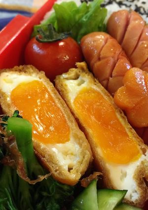 簡単お弁当にも♪油揚げに卵ポン♪の甘辛焼-レシピのメイン写真