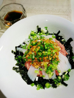 *ねぎとろ&イカ納豆丼*-レシピのメイン写真