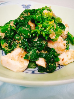 菜の花と若鶏の梅肉あえ-レシピのメイン写真