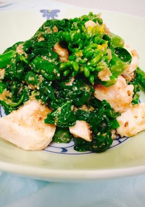 菜の花と若鶏の梅肉あえ-レシピのメイン写真