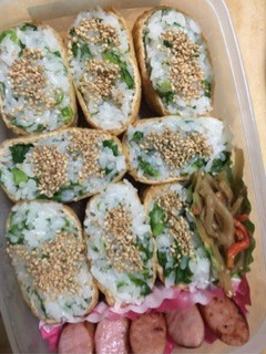 お花見・わさび菜いなり寿司-レシピのメイン写真