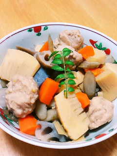 ☆春野菜と鶏つくねの煮物☆-レシピのメイン写真