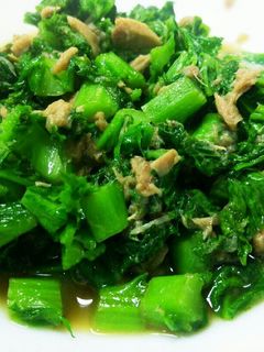 わさび菜とツナの煮物-レシピのメイン写真