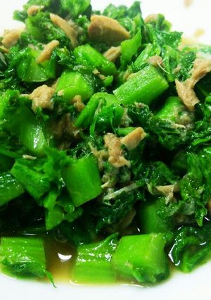 わさび菜とツナの煮物-レシピのメイン写真