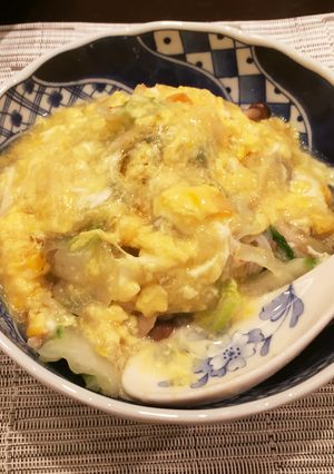 白菜とカニカマでフンワリ卵あんかけ中華風-レシピのメイン写真