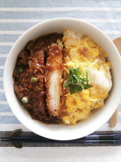 ハヤシライスリメイク☆デミたまWかつ丼-レシピのメイン写真