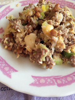ネギと納豆とひき肉の炒め物-レシピのメイン写真