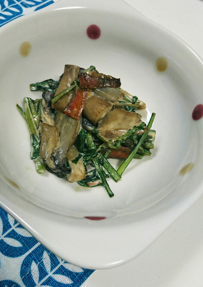 菊菜とエリンギのオイマヨ炒め-レシピのメイン写真
