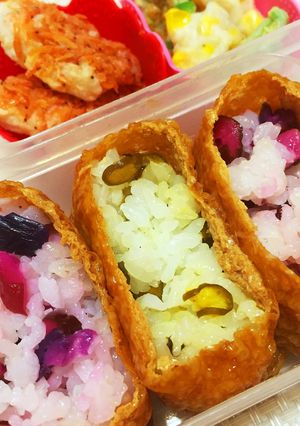 簡単かわいいお花見弁当♡春色いなり寿司-レシピのメイン写真