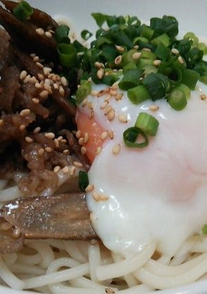 牛しぐれ煮温卵うどん（とろろ付き）☆-レシピのメイン写真