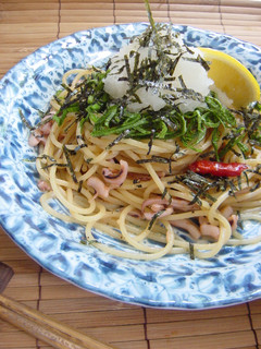 夏にイカが?さっぱり☆塩辛パスタ-レシピのメイン写真