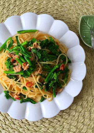 菜の花とツナのピリ辛和風パスタ-レシピのメイン写真