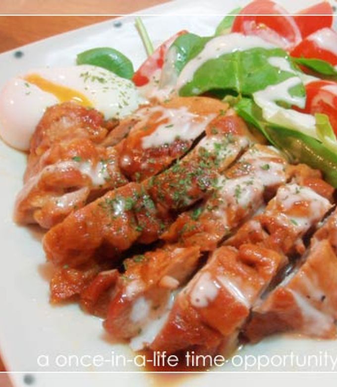 照り焼きチキンにドレッシング by さとう（あ） 【クックパッド