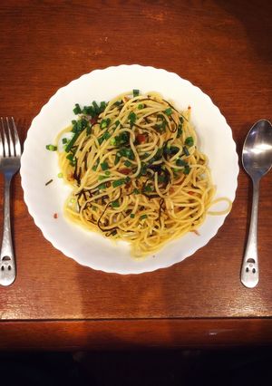 カリカリ梅としらすの塩昆布パスタ-レシピのメイン写真