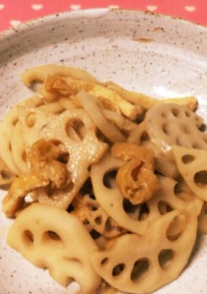 【おつまみ】レンコンと油揚げの簡単炒め！-レシピのメイン写真