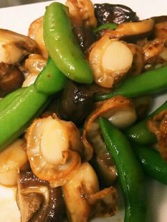 スナップエンドウとホタテ椎茸のバター炒め-レシピのメイン写真